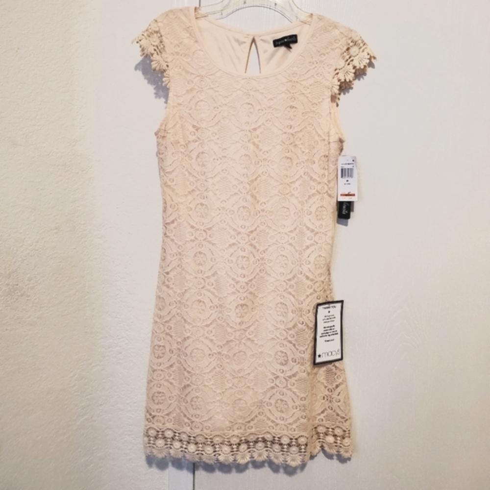 Sequin Hearts Peach Lace Dress